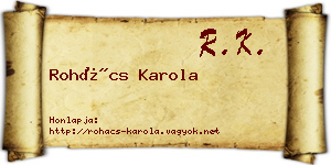 Rohács Karola névjegykártya
